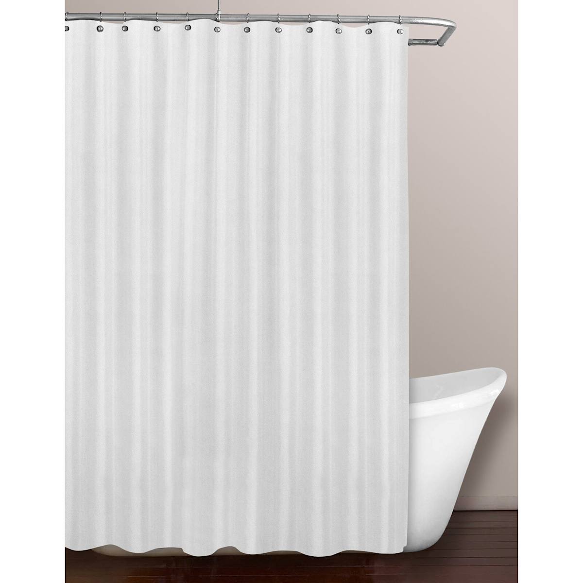 An application scenario or product detail of white fabric shower curtain - Image 19