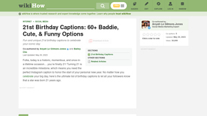 WikiHow - 21st Birthday Instagram Captions