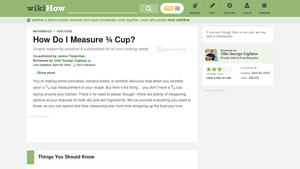 WikiHow - Measuring ¾ Cup