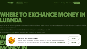 Screenshot of Best places to exchange money in Luanda, Angola - Wise