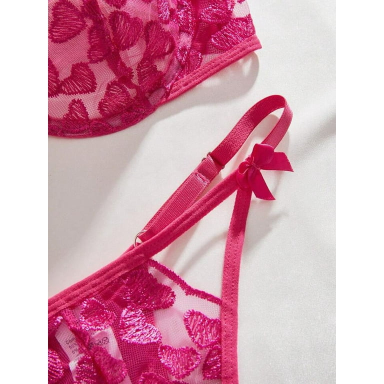 An application scenario or product detail of women's dark pink lingerie for valentine's day - Image 6
