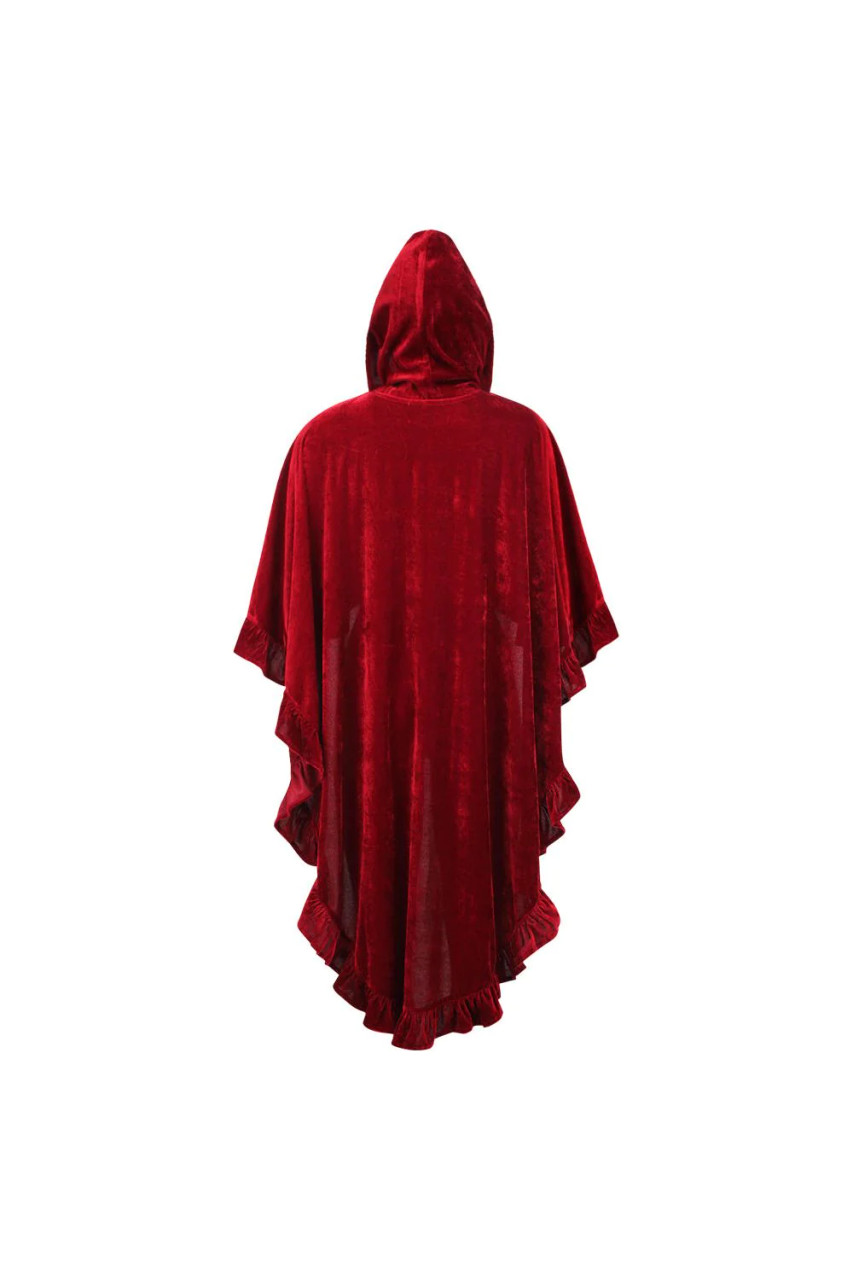 An application scenario or product detail of women's dark red hooded cape - Image 17
