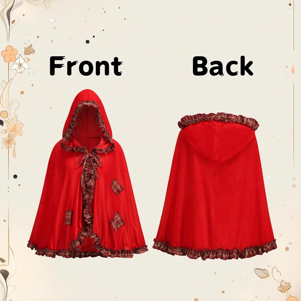 An application scenario or product detail of women's dark red short hooded cape - Image 19
