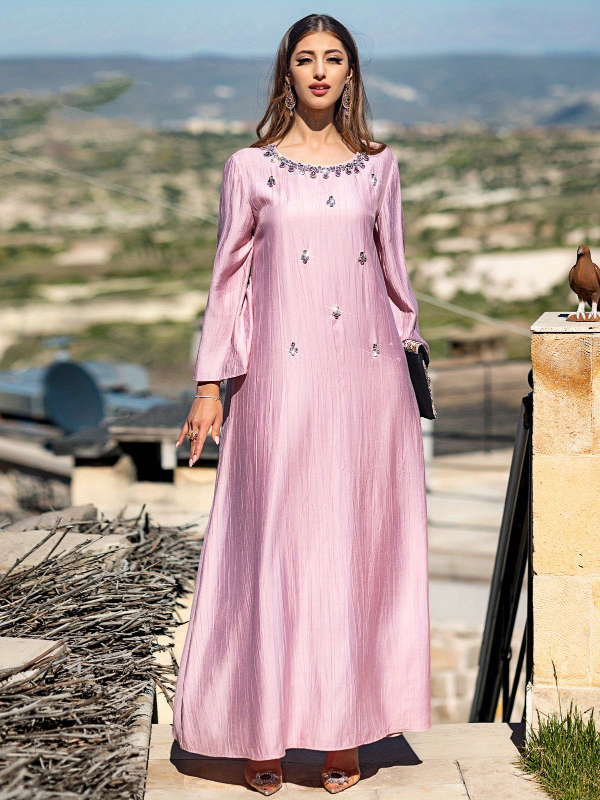 An application scenario or product detail of women's light pink arabian genie dress - Image 20