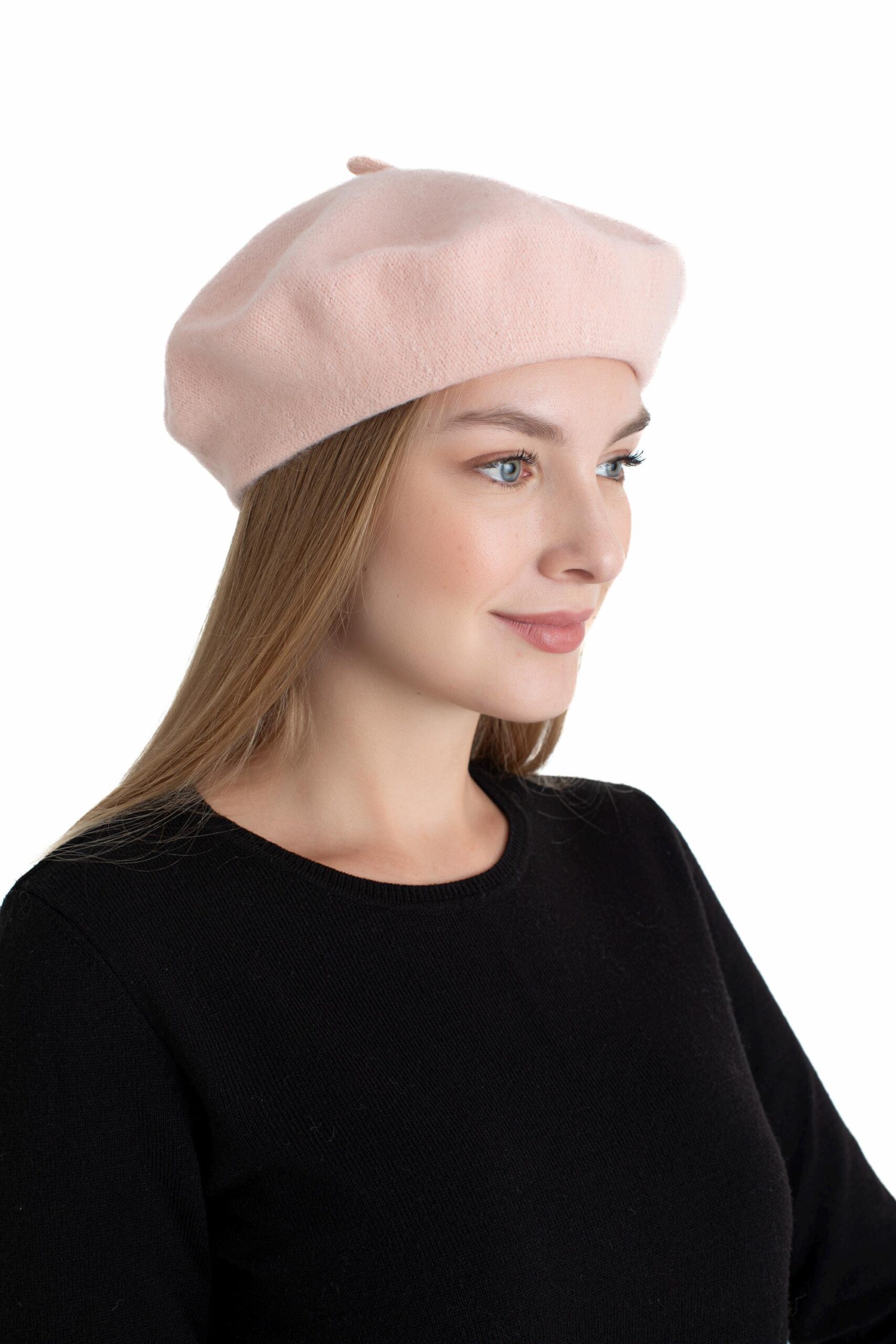 An application scenario or product detail of women's light pink beret - Image 6