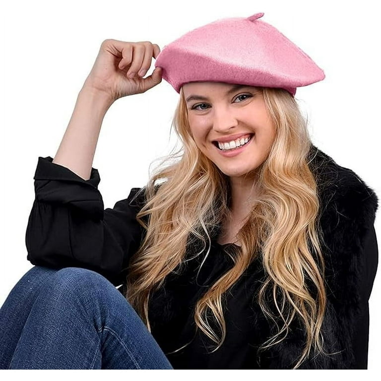 An application scenario or product detail of women's light pink beret - Image 12