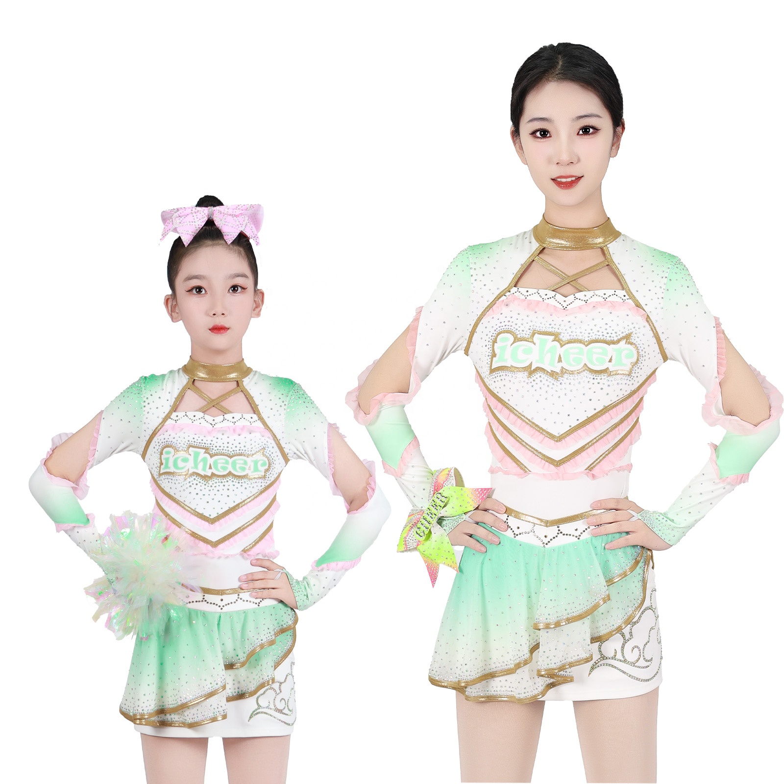 An application scenario or product detail of women's light pink cheerleader outfit - Image 23