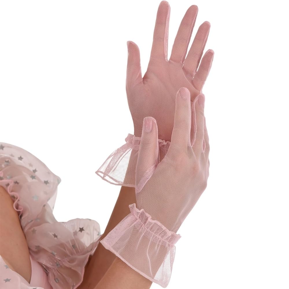 An application scenario or product detail of women's light pink gloves for a royal ball - Image 6