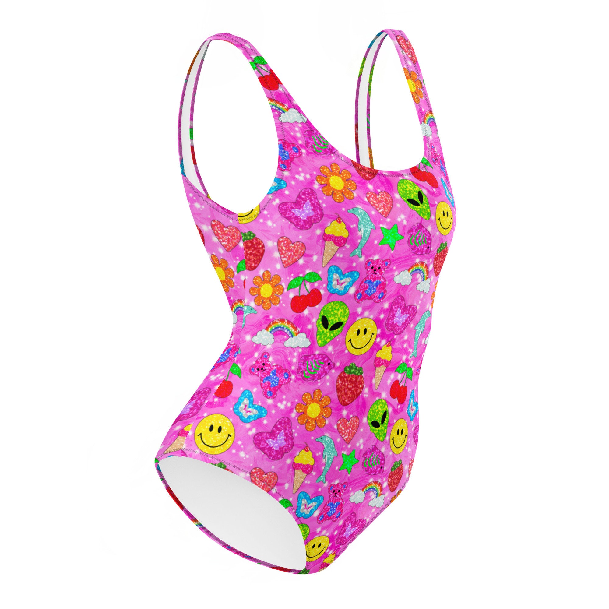 An application scenario or product detail of women's neon pink bodysuit for a rave party - Image 17