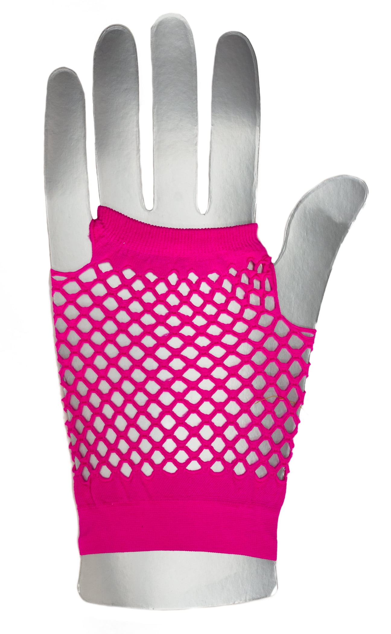 An application scenario or product detail of women's neon pink fingerless gloves for a rave party - Image 4