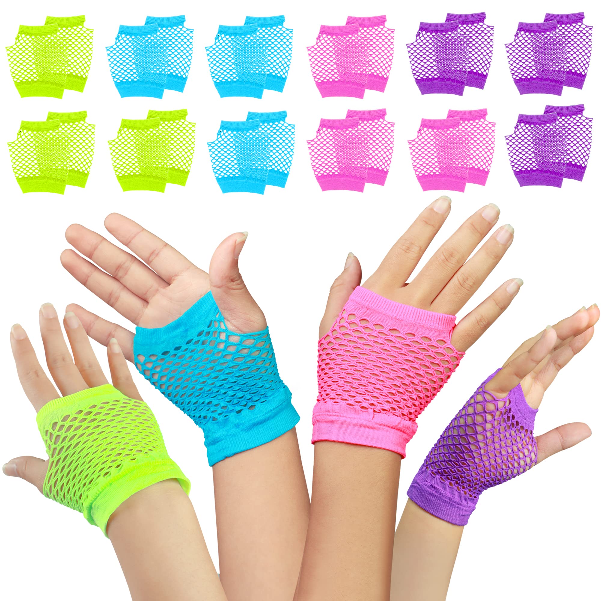 An application scenario or product detail of women's neon pink fingerless gloves for a rave party - Image 7