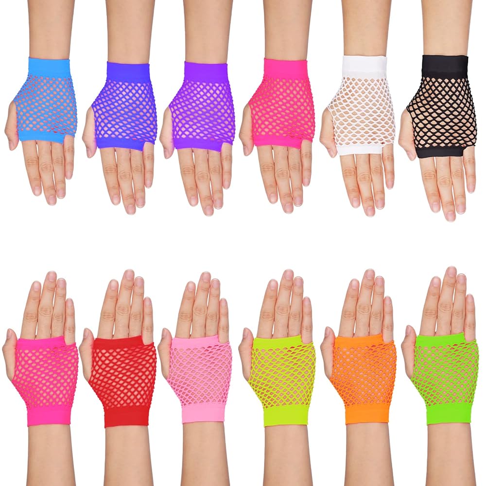An application scenario or product detail of women's neon pink fingerless gloves for a rave party - Image 15