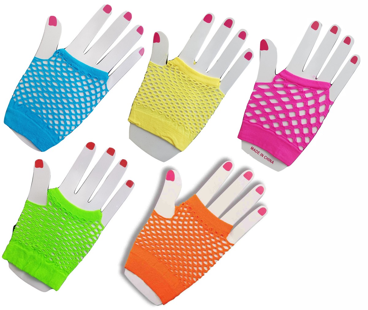 An application scenario or product detail of women's neon pink fingerless gloves for a rave party - Image 19
