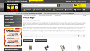 Woodworker Express - Semi-Concealed Full-Inset Hinges
