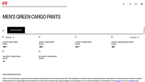 H&M - Men's Green Cargo Pants