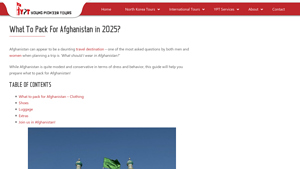 Young Pioneer Tours - Packing Guide for Afghanistan 2025