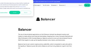Screenshot of What is Balancer? How To Buy Balancer Crypto Tokens? - ZenLedger